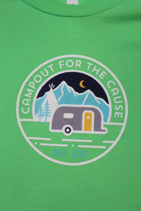 Short Sleeve T-Shirt Youth Campout for the Cause - Happy Camper