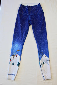 Yoga Pants - WinterWonderGrass Snowflake Mountain Scene