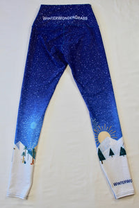 Yoga Pants - WinterWonderGrass Snowflake Mountain Scene