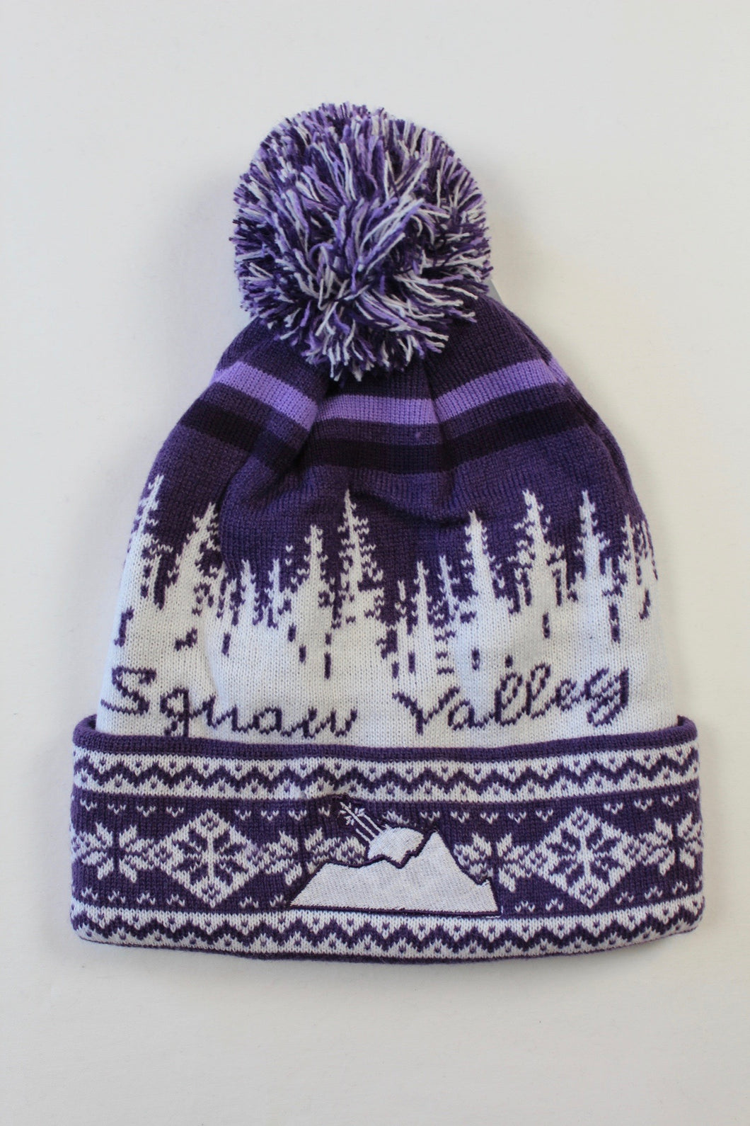 Knit Hat - WinterWonderGrass, Squaw Valley, Purple Snowflake